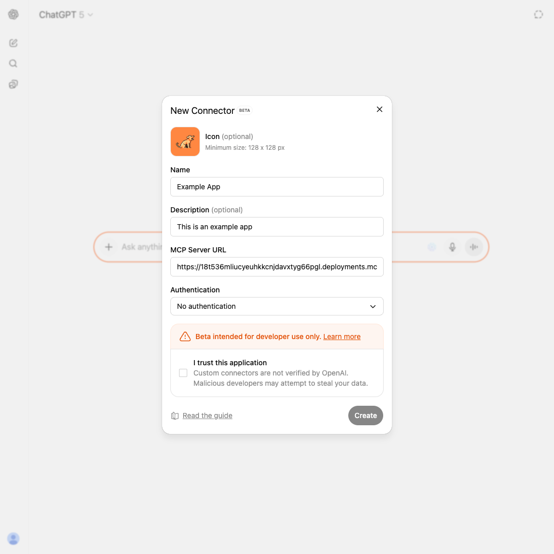 Adding a custom connector to ChatGPT